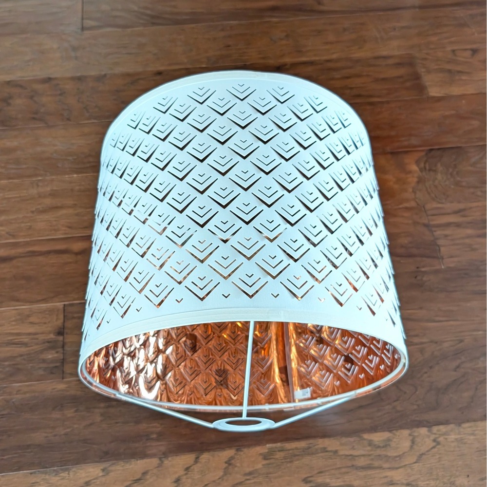 Ikea NYMÖ Large Floor Pendant Lamp Shade Perforated White Brass 17" Discontinued